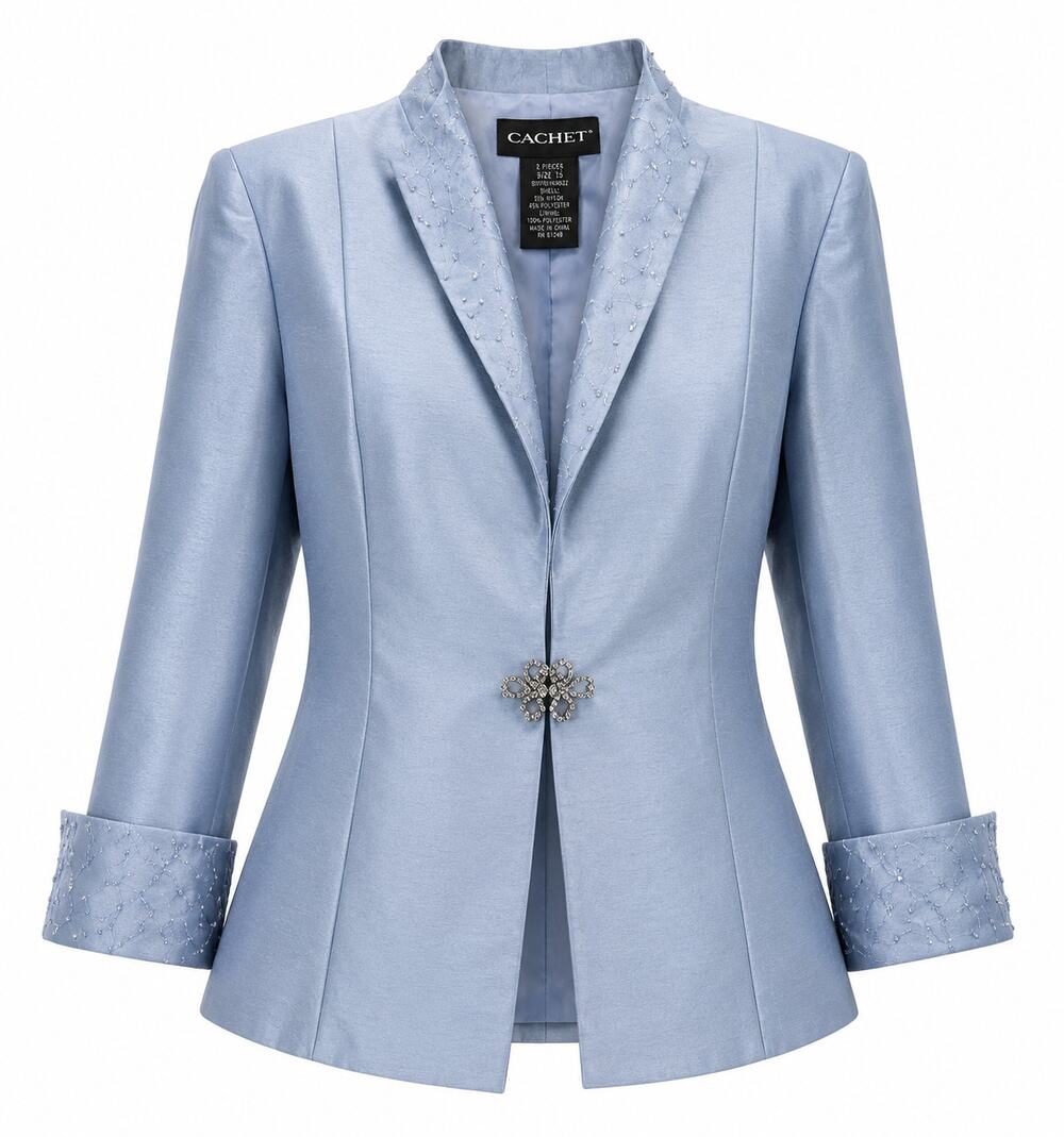 Cachet Size 12 Blue Beaded Formal Jacket Mother of Bride Wedding